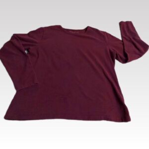 Eddie Bauer Tee Women's Large Burgundy Long Sleeve Crew Neck Cotton Layering Top